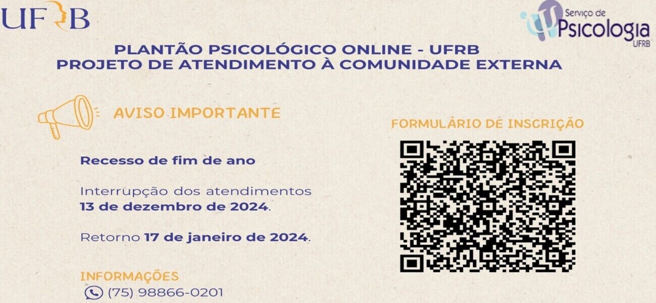 Recesso  Plantão Psicológico Online 