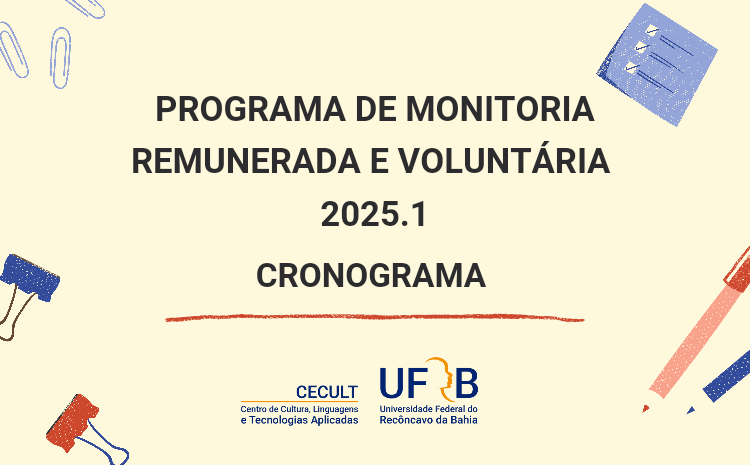 Confira o Cronograma do Edital de Monitoria 