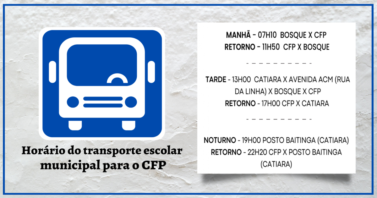 Horário do transporte escolar municipal