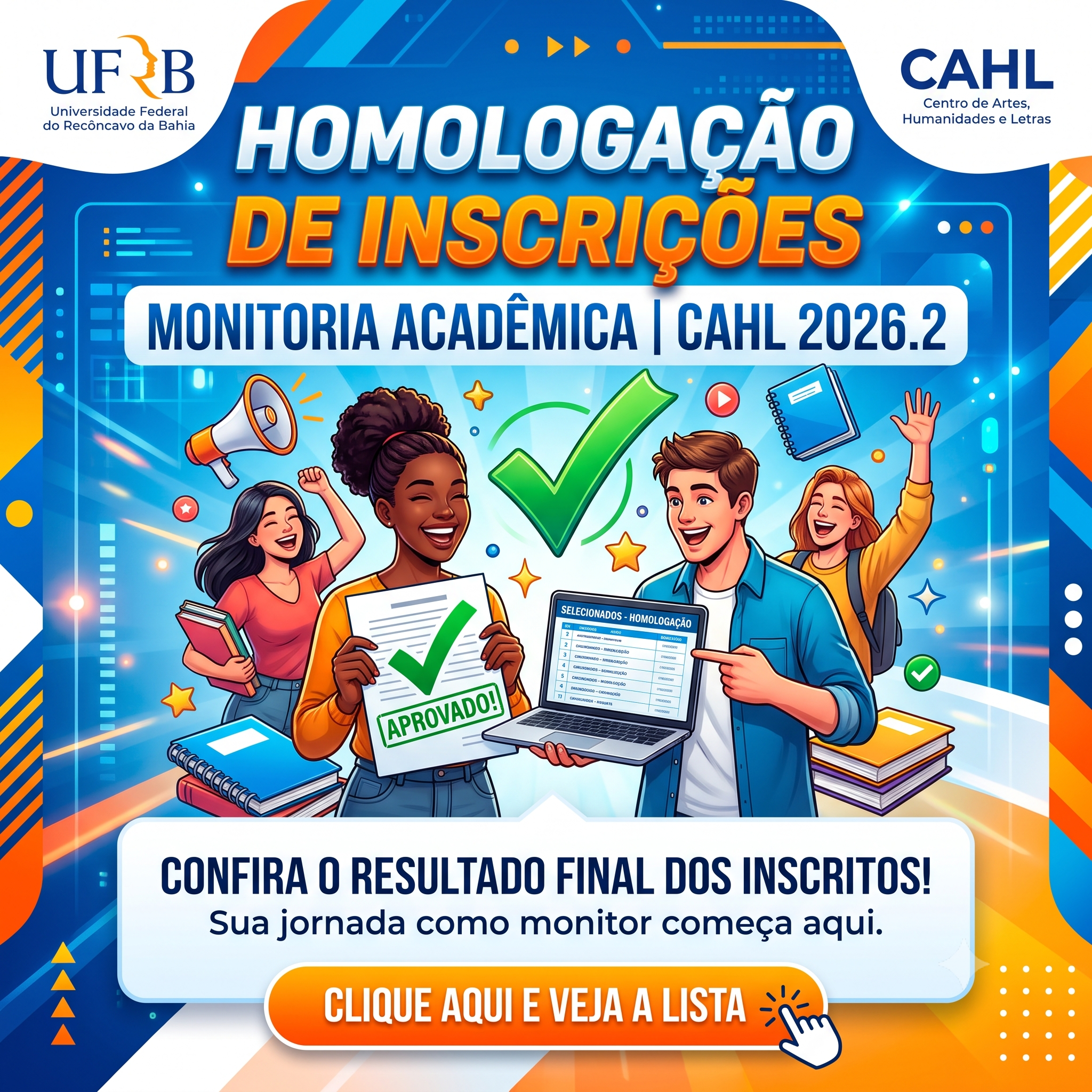 Homologação das inscrições do Programa de Monitoria 2026.2