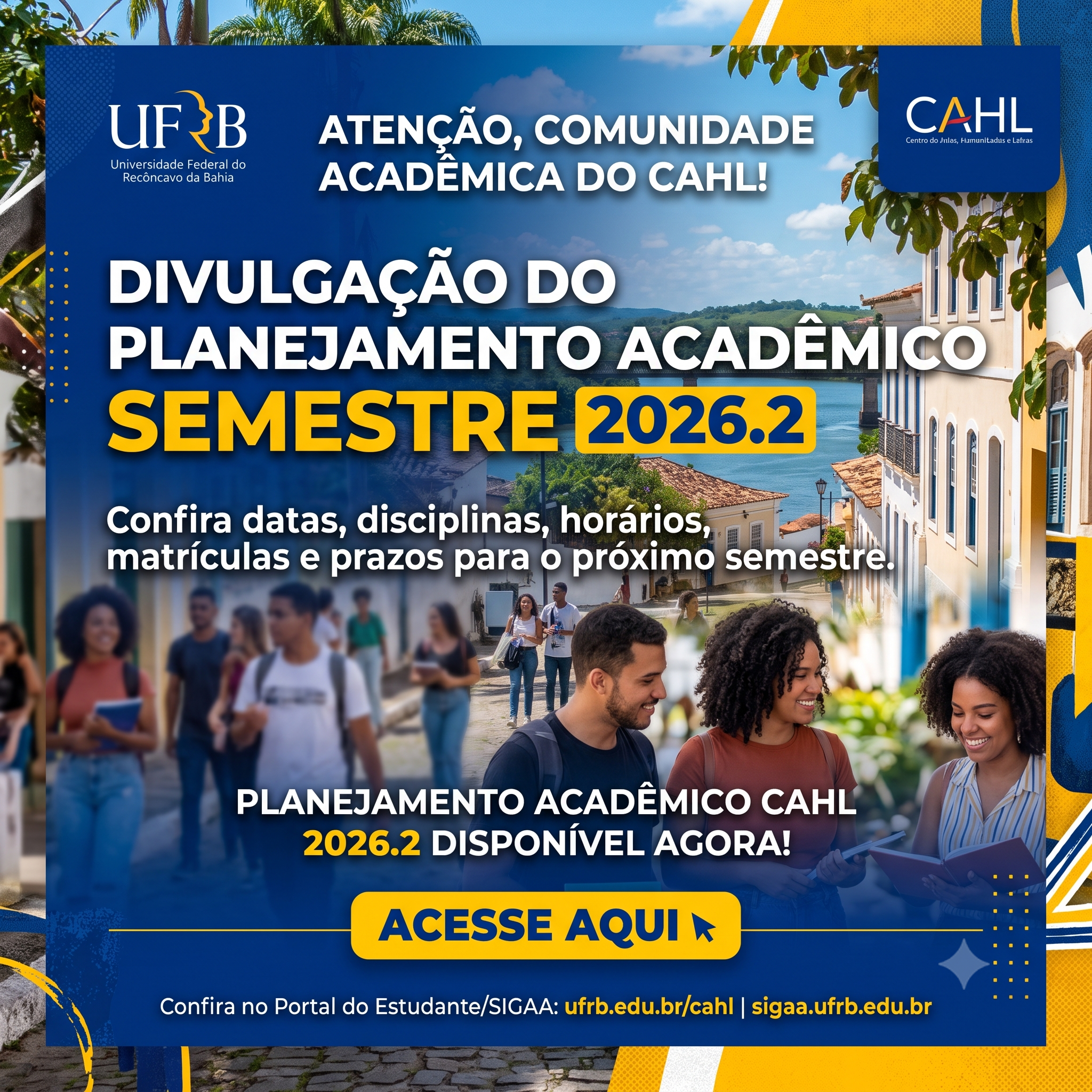 Planejamento Acadêmico do CAHL semestre 2026.2