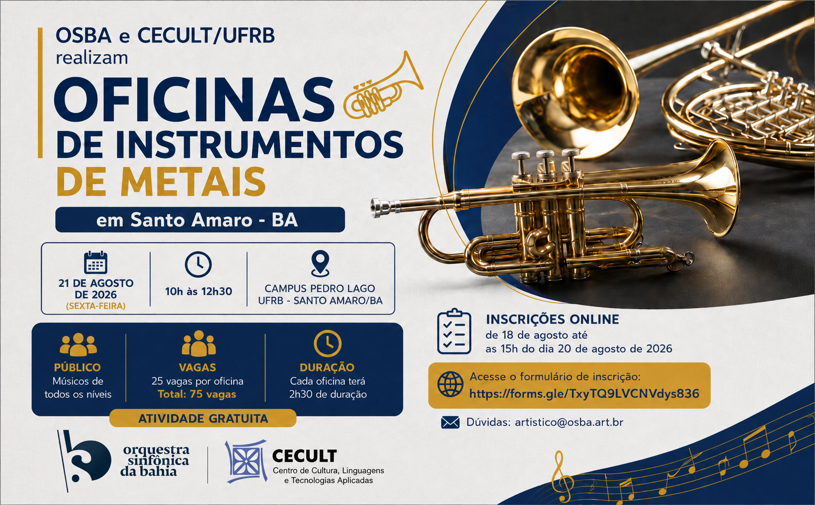 OSBA e CECULT/UFRB realizam oficinas de instrumentos de metais em Santo Amaro