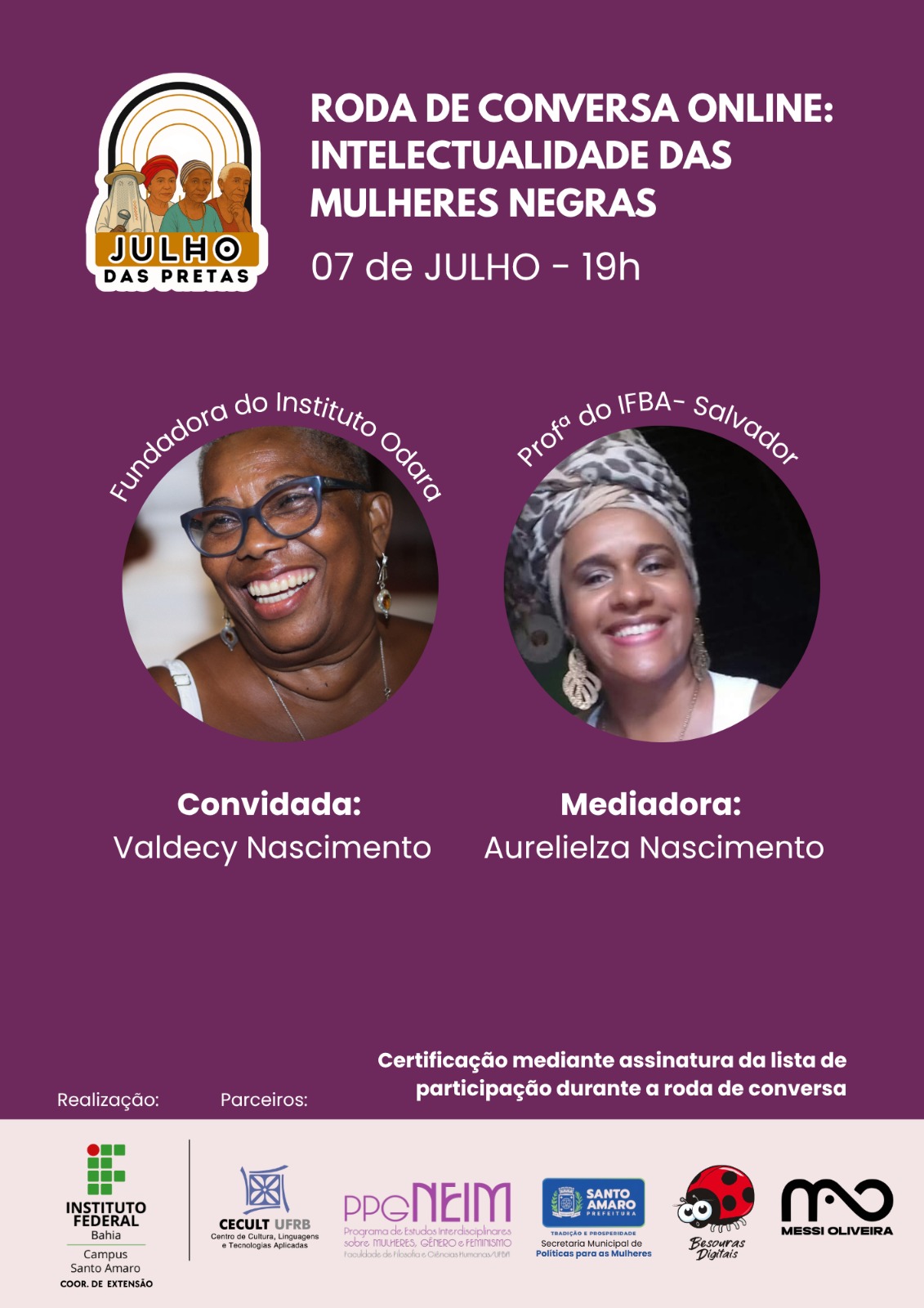 Seminário “Sim, nós somos intelectuais: produção acadêmica e ativismos de mulheres negras.”