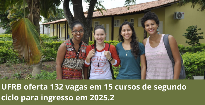 UFRB oferta 132 vagas em 15 cursos de segundo ciclo para ingresso em 2025.2