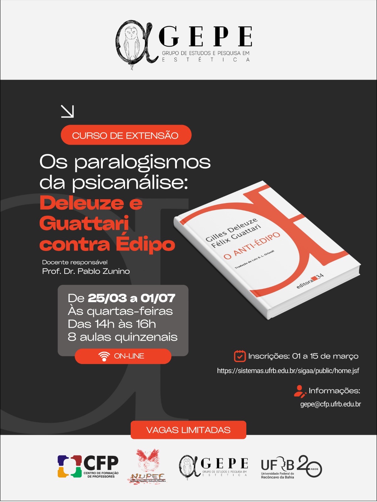 Curso de Extensão on-line Os paralogismos da psicanálise: Deleuze e Guattari contra Édipo