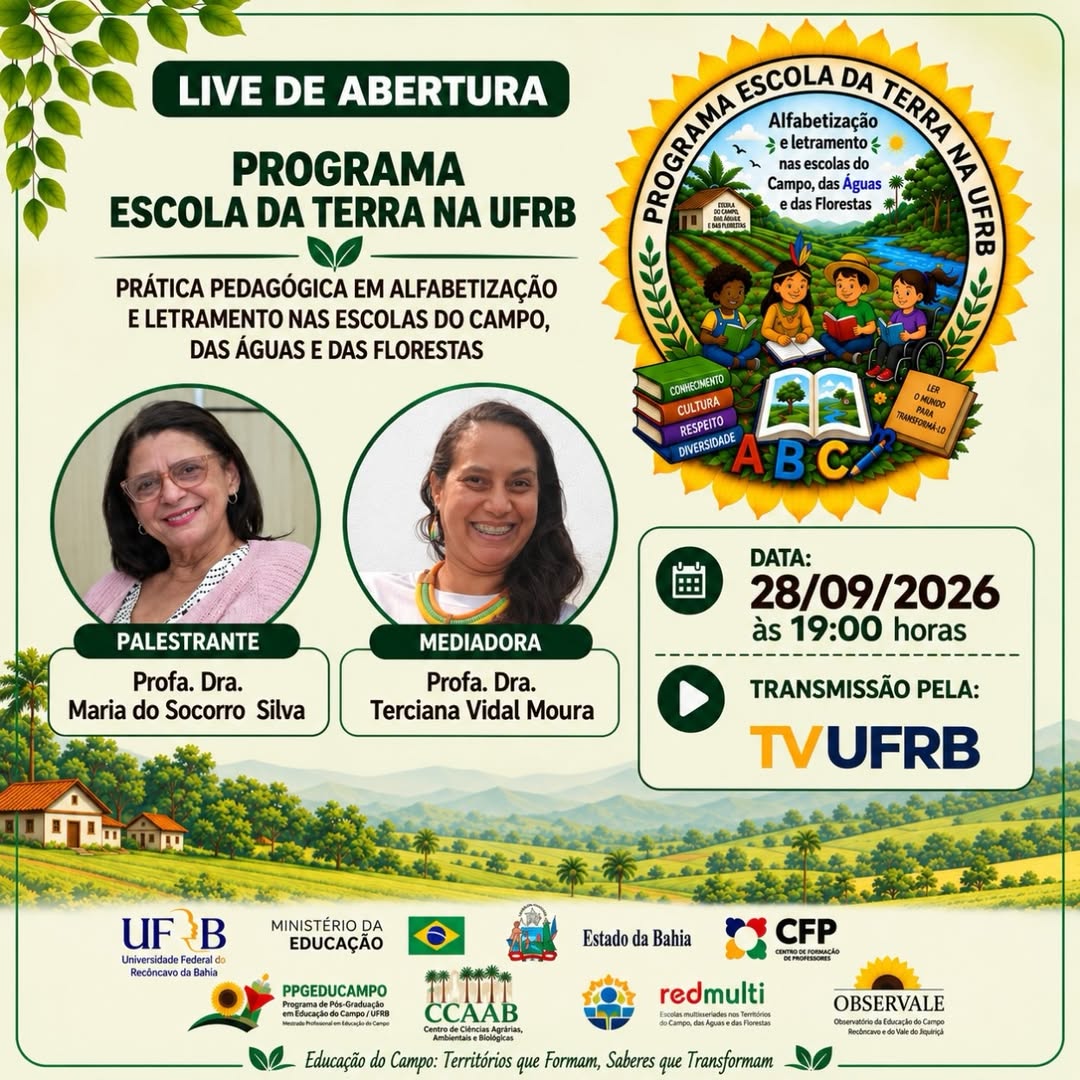 Live de abertura do Programa Escola da Terra na UFRB