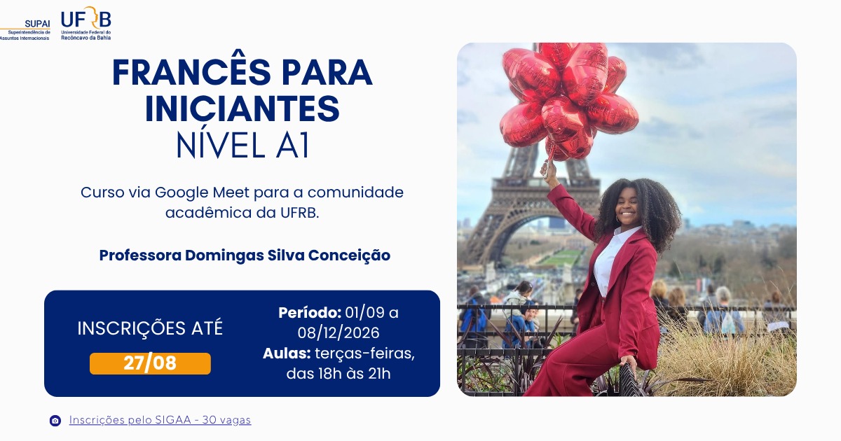 Inscrições para curso de Francês A1 abertas!